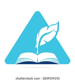 Judicial Quill Writing On Open Book. Judgment Certificate Or Police Document Vector. Education Book Quill Vector Template Design.