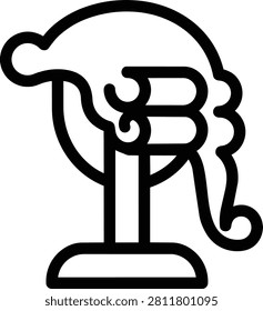 Judicial Wig Stand Vector Illustration, Traditional Wooden Support for Law Court Barrister or Judge Headpiece, Legal Professional Accessory Isolated