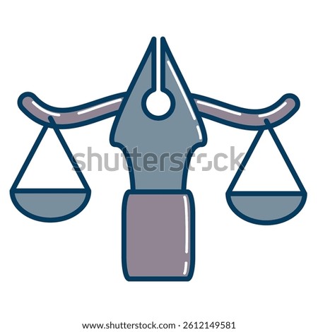 Judicious icon represented by pen, scale Lineal Color style.