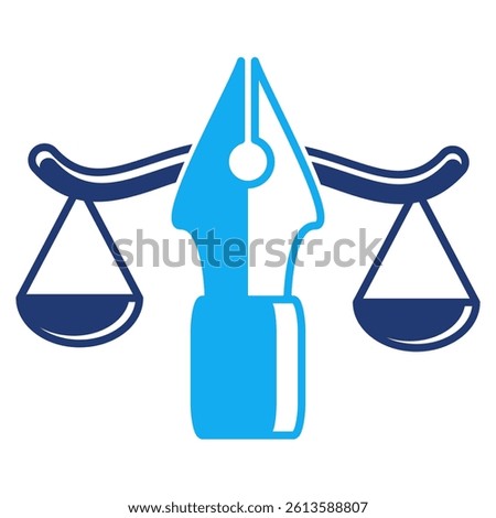 Judicious icon represented by pen, scale Dualtone style.