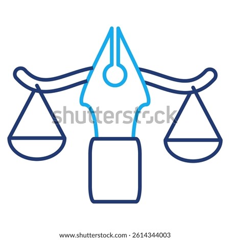 Judicious icon represented by pen, scale Dual Line style.