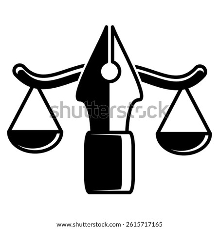 Judicious icon represented by pen, scale Black Filled style.