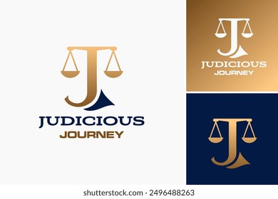 Plantilla de Logo de Judicious Journey: Emprende viajes sabios, perfectos para agencias de viajes u operadores turísticos. Vector EPS en capas