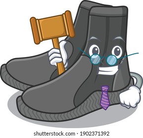 A judicious judge of dive booties caricature concept wearing glasses