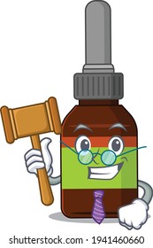 A judicious judge of liquid bottle caricature concept wearing glasses. Vector illustration