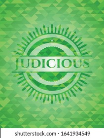 Judicious realistic green emblem. Mosaic background. Vector Illustration. Detailed.