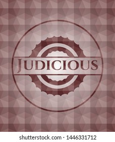 Judicious red seamless emblem with geometric background.