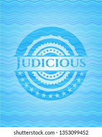 Judicious water concept badge background.