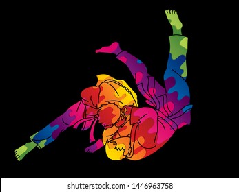 Judo action cartoon graphic vector