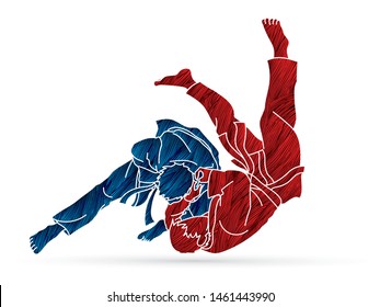 Judo Action Cartoon Graphic Vector