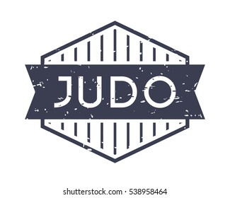 Judo Badge, Vector Logo, Sport Label, Grunge Stamp, Vintage Style