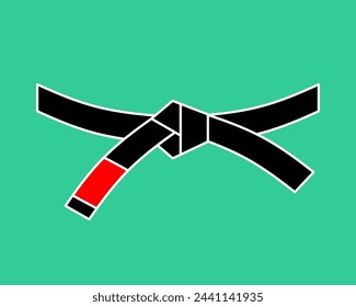 Judo Belt isolated. Karate tied belt.