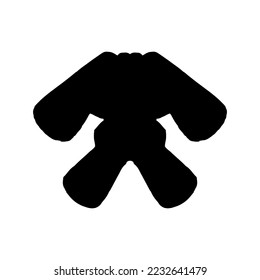 Judo clothe icon. Simple style judo lessons course big sale poster background symbol. Judo brand logo design element. Judo t-shirt printing. Vector for sticker.
