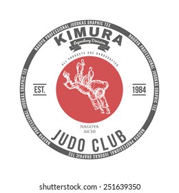 Judo club t-shirt graphics label vector illustration