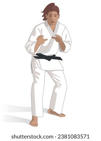 judo female athlete isolated on a white background