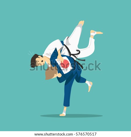 Judo fight. Vector illustration.