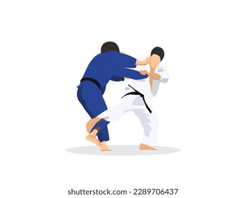 Judo fight. Vector illustration. Fighting logo. Judo sport emblem