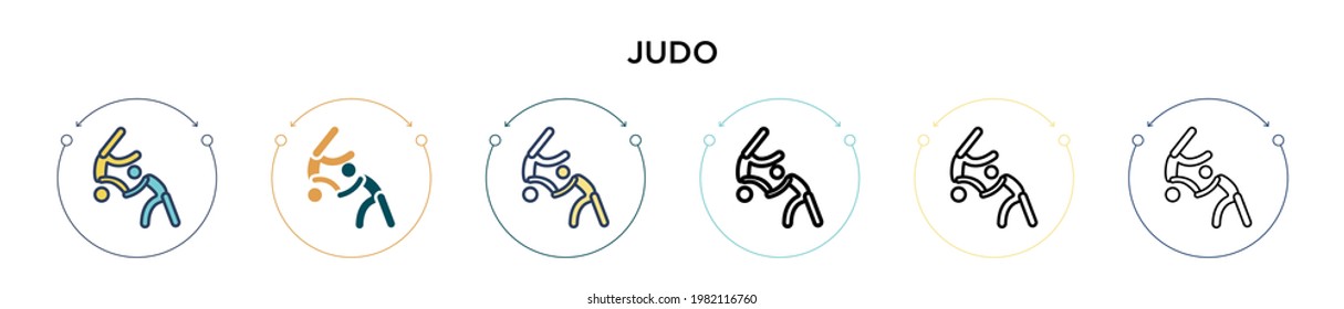 Judo icon in filled, thin line, outline and stroke style. Vector illustration of two colored and black judo vector icons designs can be used for mobile, ui, web