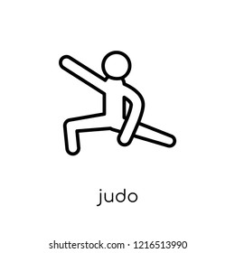 judo icon. Trendy modern flat linear vector judo icon on white background from thin line sport collection, editable outline stroke vector illustration