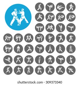 Judo icons set. Illustration EPS10