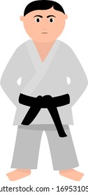 Judo Instructor, Illustration, Vector On White Background