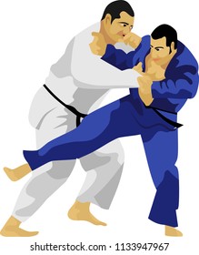 Judo Japanese Martial Art Sport Vector Illustration