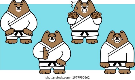 Judo karate bear bodice full body illustration