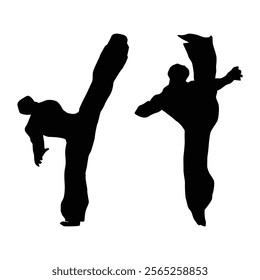 Judo karate fighter game player silhouette SHapes Drawing Vol 05