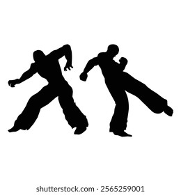 Judo karate fighter game player silhouette SHapes Drawing Vol 04