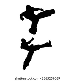 Judo karate fighter game player silhouette SHapes Drawing Vol 02