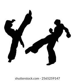 Judo karate fighter game player silhouette SHapes Drawing Vol 01