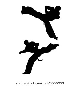 Judo karate fighter game player silhouette SHapes Drawing Vol 03