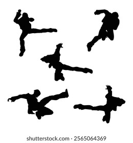 judo karate game player silhouette SHapes Drawing Vol 12