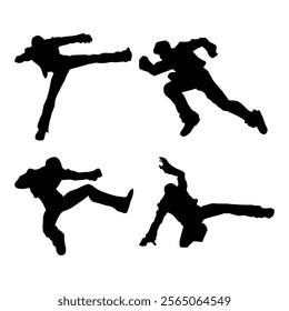 judo karate game player silhouette SHapes Drawing Vol 11