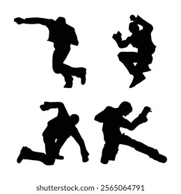 judo karate game player silhouette SHapes Drawing Vol 10