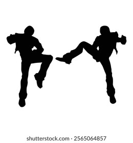 judo karate game player silhouette SHapes Drawing Vol 07