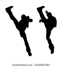 judo karate game player silhouette SHapes Drawing Vol 06