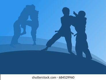 Judo kid martial art fight vector abstratc background