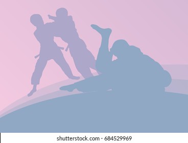 Judo kid martial art fight vector abstratc background