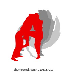 Judo kid vector background isolated on white