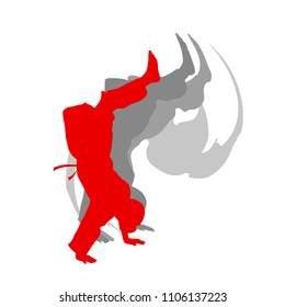 Judo kid vector background isolated on white