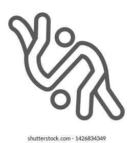 Judo line icon, sport and combat, karate sign, vector graphics, a linear pattern on a white background, eps 10.