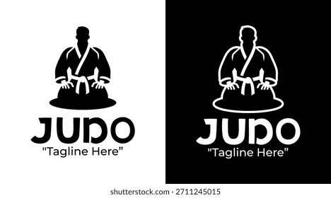 Símbolo de atleta de tiro dinámico de logotipo de judo