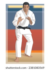 judo male athlete with colour background