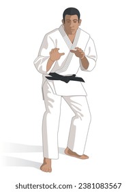 judo male athlete isolated on a white background