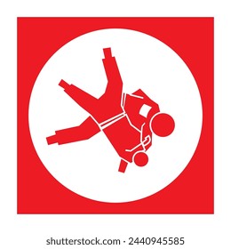 judo man athlete icon in red and circle shape