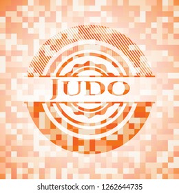 Judo orange mosaic emblem