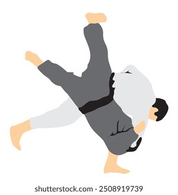 judo player full isolated on white background