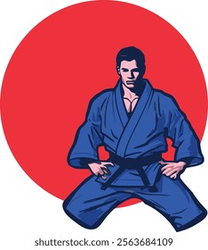 judo practitioner with blue judogi