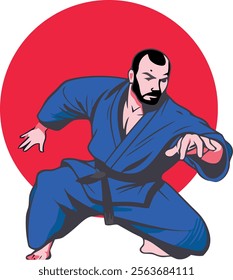 judo practitioner with blue judogi